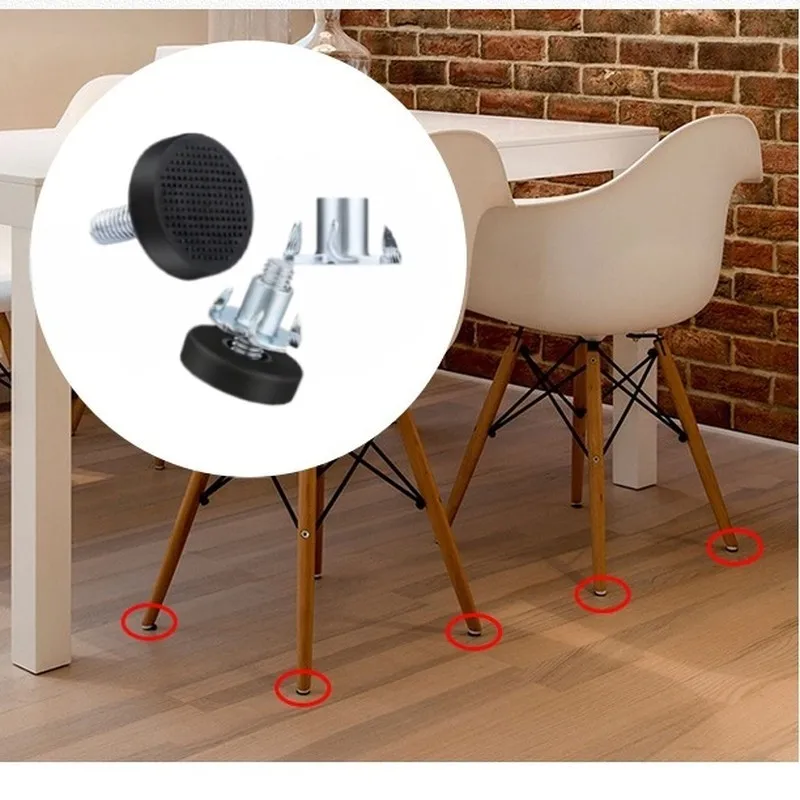 44 pcs Furniture Levelers | M6 Thread, Anti-Slip, Floor Protection, Black | For: Home