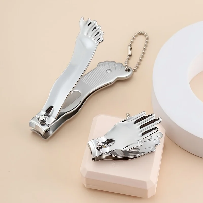 2pcs Fun-Shaped Nail Clipper Set with Portable Keychain, Foldable Home Manicure Tools - Perfect for Household and Travel Use
