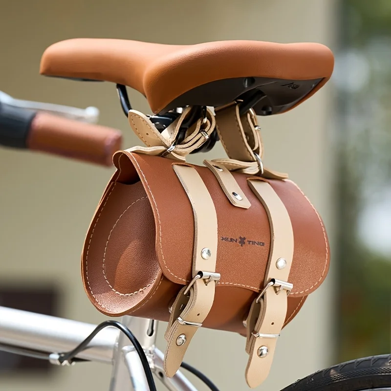 XunTing Retro Fahrrad Front Beam Bag PU Leder Lenker Satteltasche Multifunktions Vintage Radfahren Aufbewahrungstasche