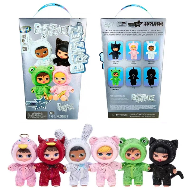 MGA Bratz Bratziez Bling Series Blind Box Plush Keychain Bag Charm Kawaii Doll Model Toys Collection Ornament Gifts