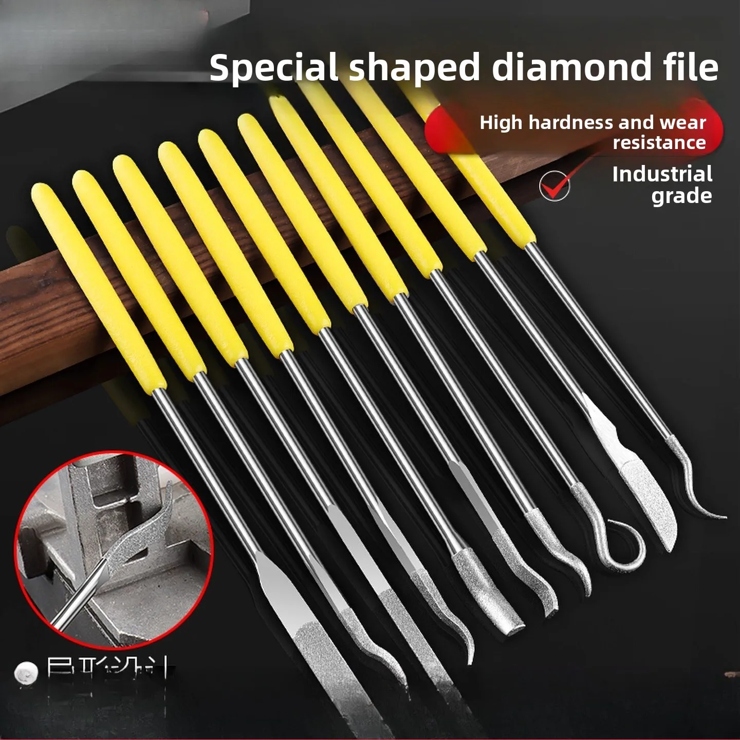 Diamond file Assorted file set Special-shaped small setback Flat elbow Metal mold Jade rubbing knife 1-10pcs