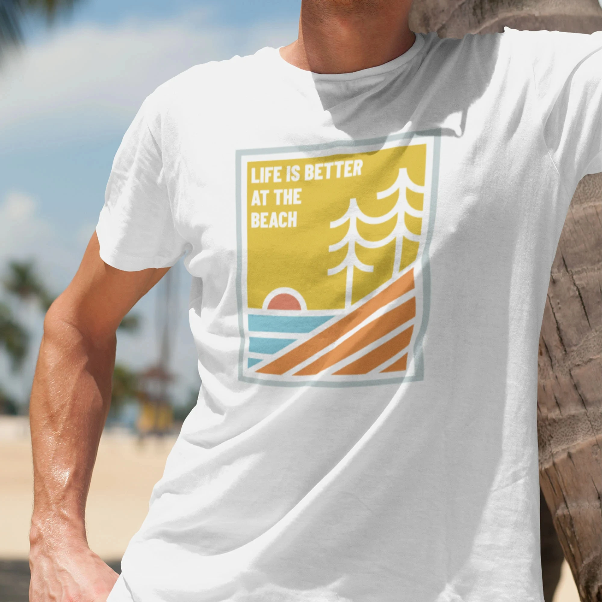 Relaxation and Vacation Short-sleeved Shirt, Making Beach Life Even Better. Vintage Decorative Art Style Holiday T-shirt
