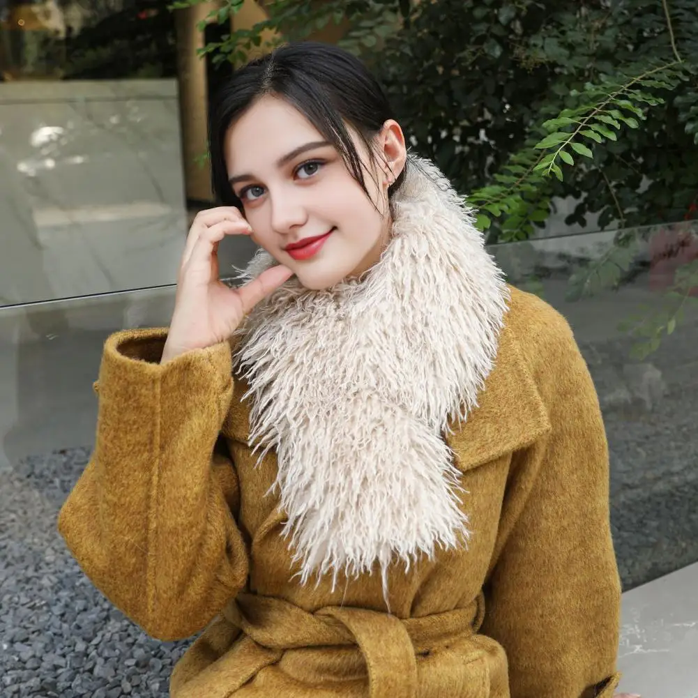 

Solid Color Plush Scarf with Magnetic Design Women Warm Scarf Thickened Warm Scarf Coat Accessory Daily Commuting Wear