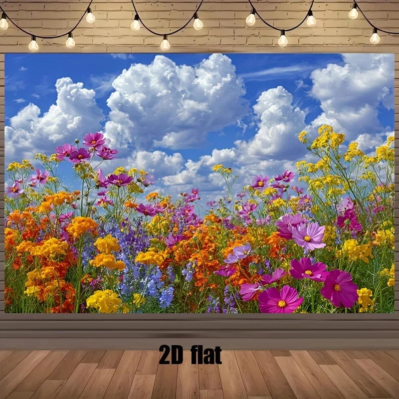 Blumenhintergrundstoff, leuchtend gelbe, rosa, lila, orange, blaue, weiße, lavendelgrüne Blattblumen