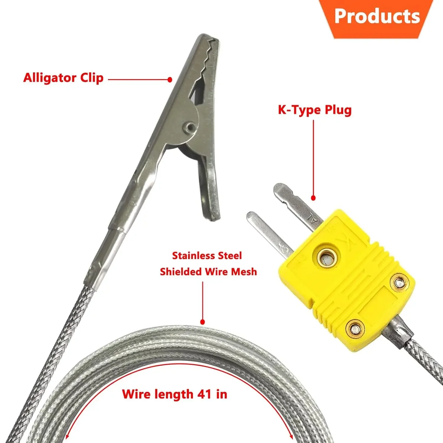 Imagem -03 - Termopar k tipo Probe Jacaré Clip Sensor de Temperatura e Medidor Faixa de