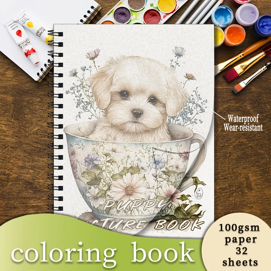 Coloring Book - 8.3 x 11.2 inches, 32 pages of cute animals - stress relief, holiday gift, back-to-school gift.