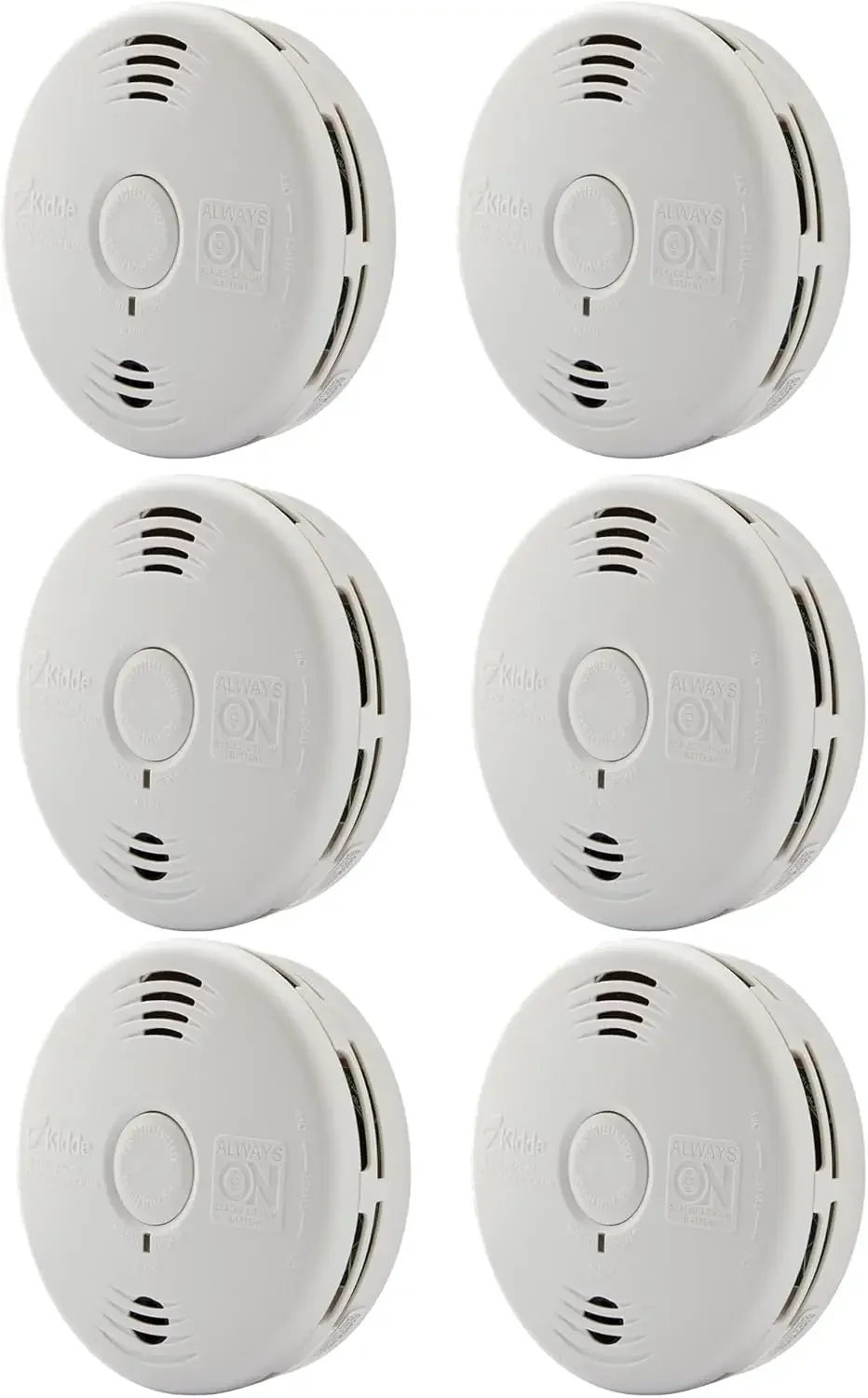 

Smoke & Carbon Monoxide Detector Combo, 10-Year Battery, Replacement Alert, 6 Pack