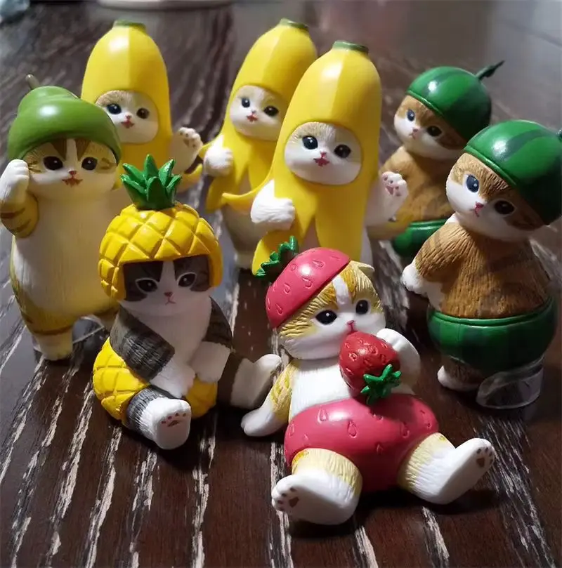 Caja Sorpresa Mofusand Serie Gato Tiburón, Frutas y Abejas, Personajes Kawaii, Mini Figuras de Acción, Decoración de Escritorio, Regalo Sorpresa