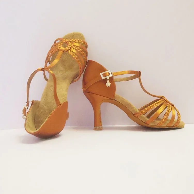 Womens Latin Dancing Soft Sole Shoes with Adjustable Ankle Strap Girls Samba Party Ballroom Latina Salsa Sandals Adult Training
