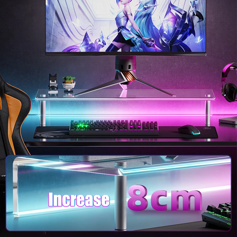 Acrylic Laptop Stand Desktop Computer Screen Monitor Desk Bracket Elevated Desktop Organizer Stand For Reducing Neck Strain