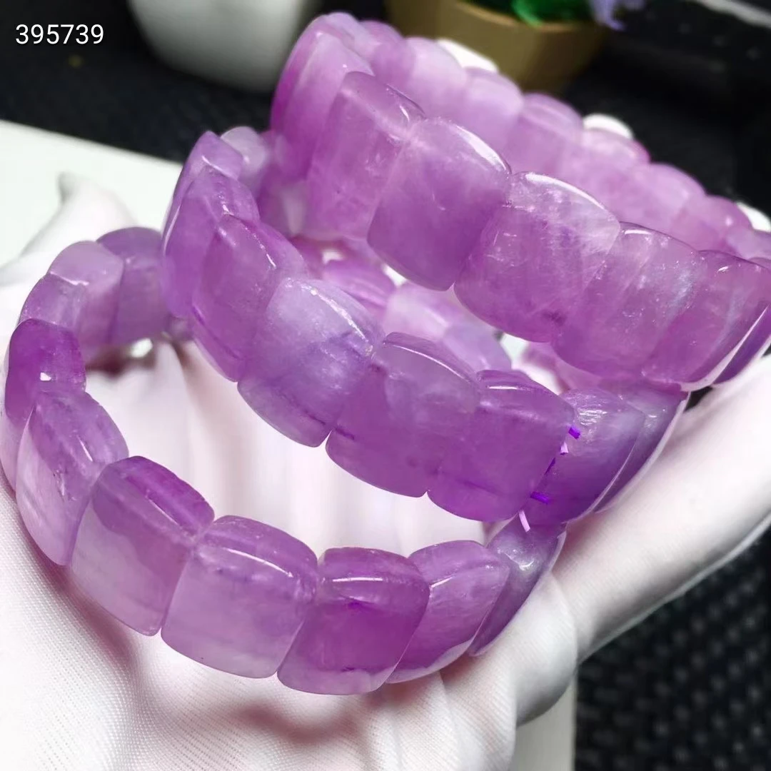 Natural Purple Kunzite Rectangle Beads Bracelet Cat Eye Women Men 12*16mm Purple Kunzite Bracelet AAAAAA