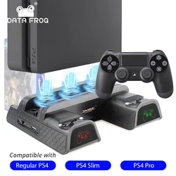 データのカエル-牡丹プレイステーション4、ps4プロコンソール、デュアルコントローラー、LED充電器ステーション用の垂直冷却ファンスタンド