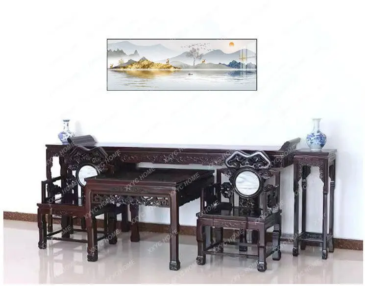 

Antique mahogany rural hall six-piece set of new Chinese Buddhist platform eight immortals table