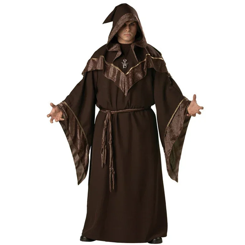 Men European Shaman Religious Costume God Missionary Gothic Wizard Cosplay Priest Uniform