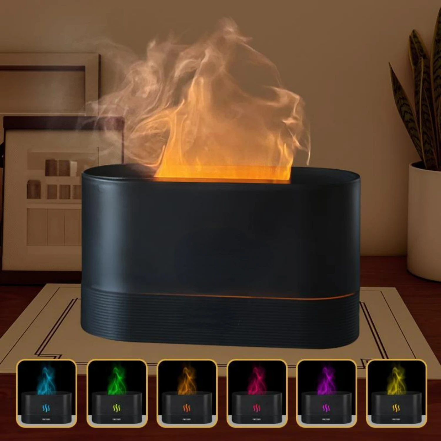 ポータブルUSB電源加湿器、7つの心地よい色が変化するナイトライト、家庭やオフィスの装飾用のエッセンシャルオイルディフューザー、イン