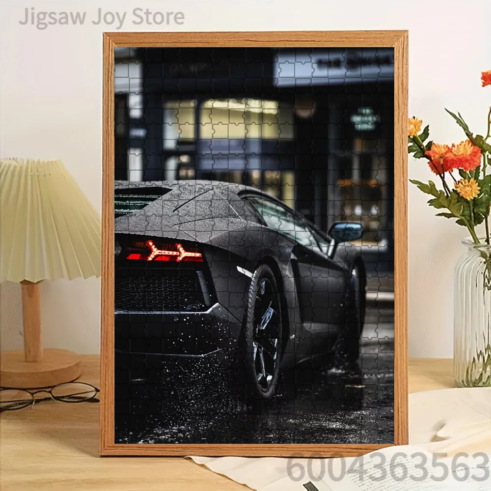 

Бумажный пазл с изображением черного спортивного автомобиля, высококачественная печать, для домашнего декора, интерактивная игра, подарок