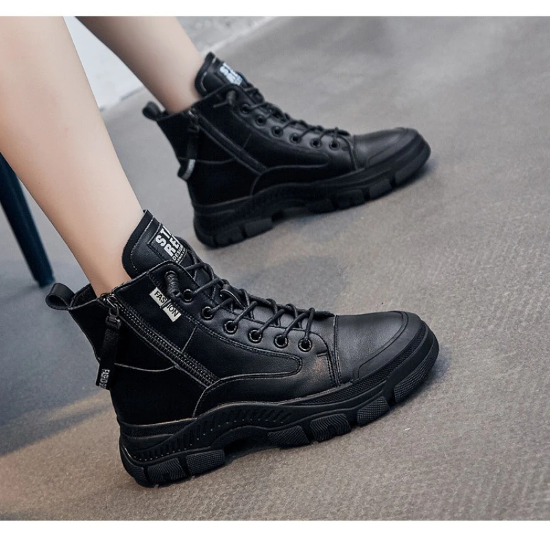 

Осенне-зимняя обувь 2024, кроссовки из натуральной кожи, модные женские ботинки, женские ботильоны на толстой подошве, женские ботильоны