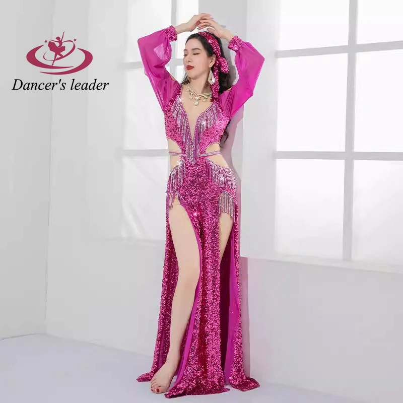 Belly Dance Professional Dress, High-end Light Luxury Sequin Hot Stamping Tassel, Female Adult Professional Performance Costume