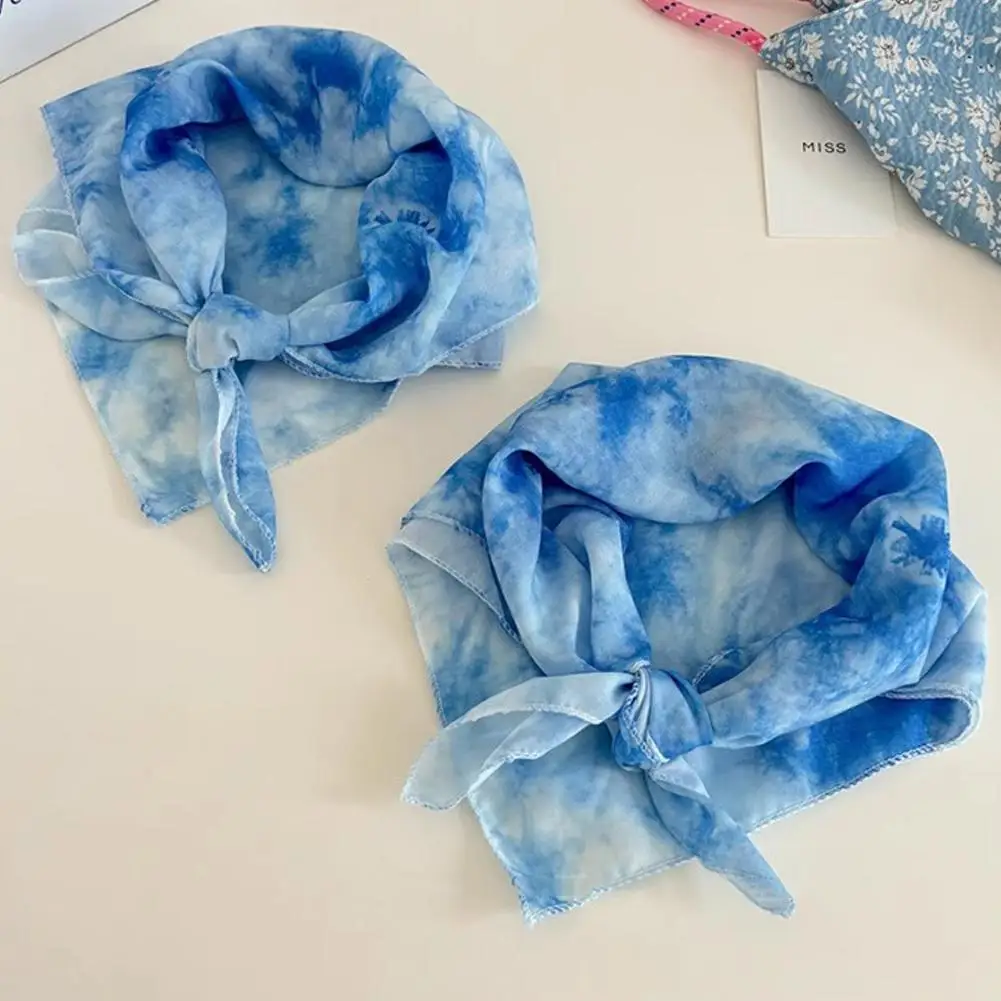 Blue Tie Dye Triangle Scarf Women\'s Thin Summer French Pastoral Style Headband Photos Decoration Veil Headscarf Wrapped Ret X6Q7