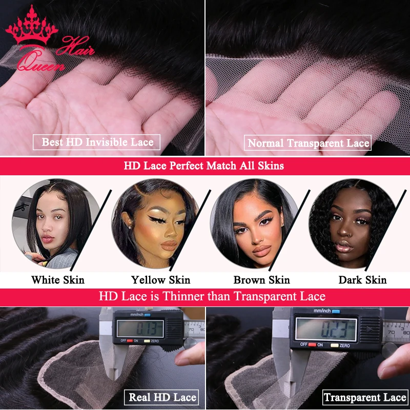 Queen Hair Deep Wave HD Lace Wigs Human Raw Hair Pre Plucked 13x6 13x4 5x5 HD Invisible Melt Lace Full Frontal Closure Wig