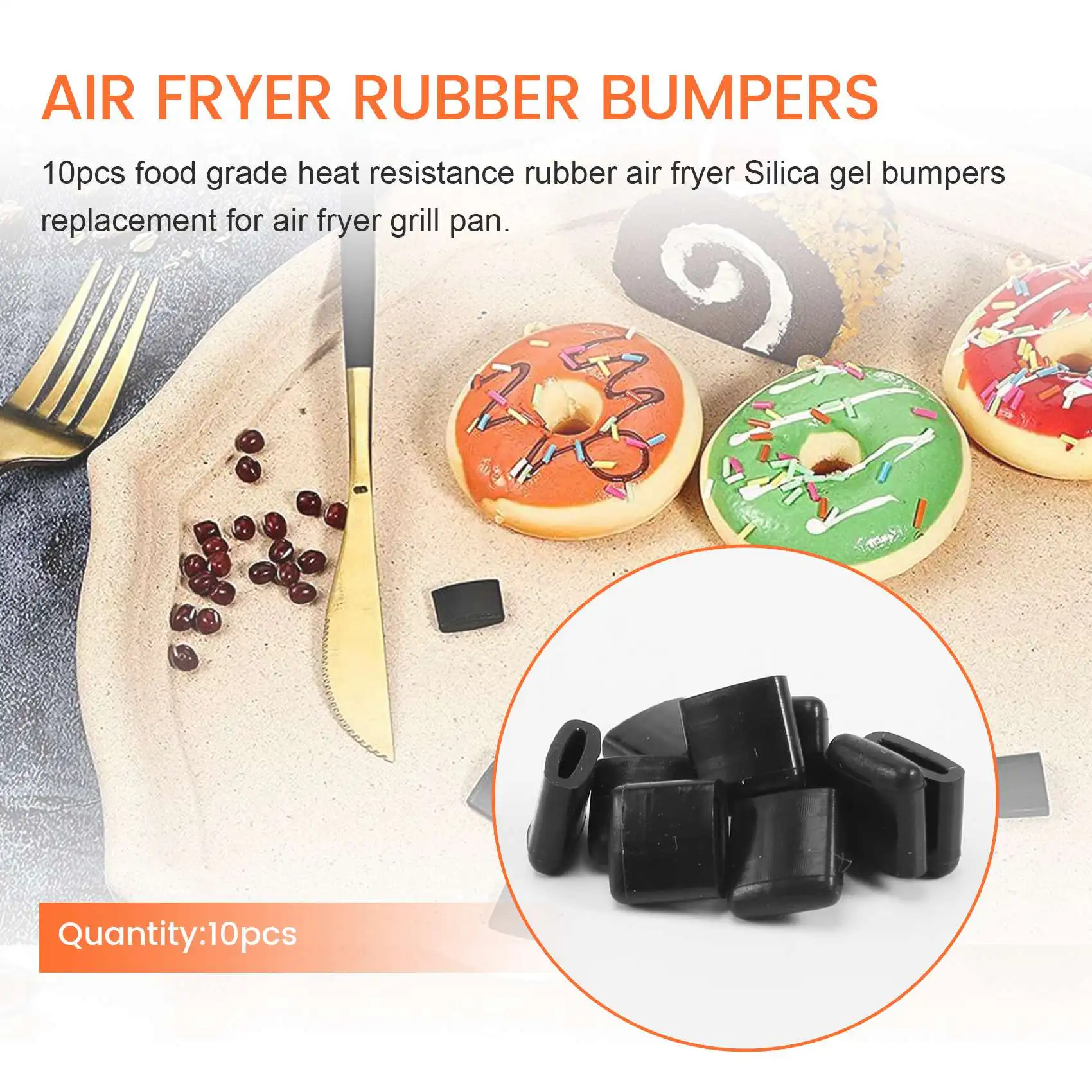 Air Fryer Borrachas Bumpers, Fit Power Crisper Plate, Capas protetoras, Grill Pan