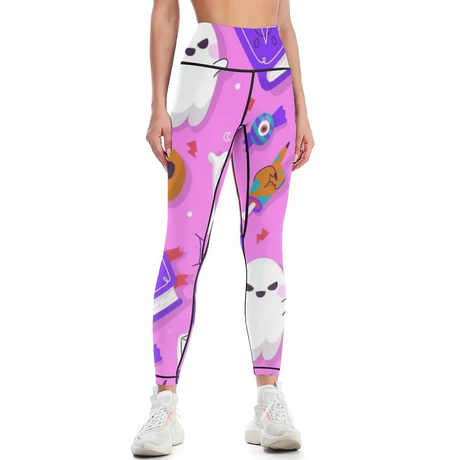 

Halloween Scary Spooky Creepy Ghost Pumpkin Bones Pattern - Halloween Leggings for physical Women's tights Womens Leggings