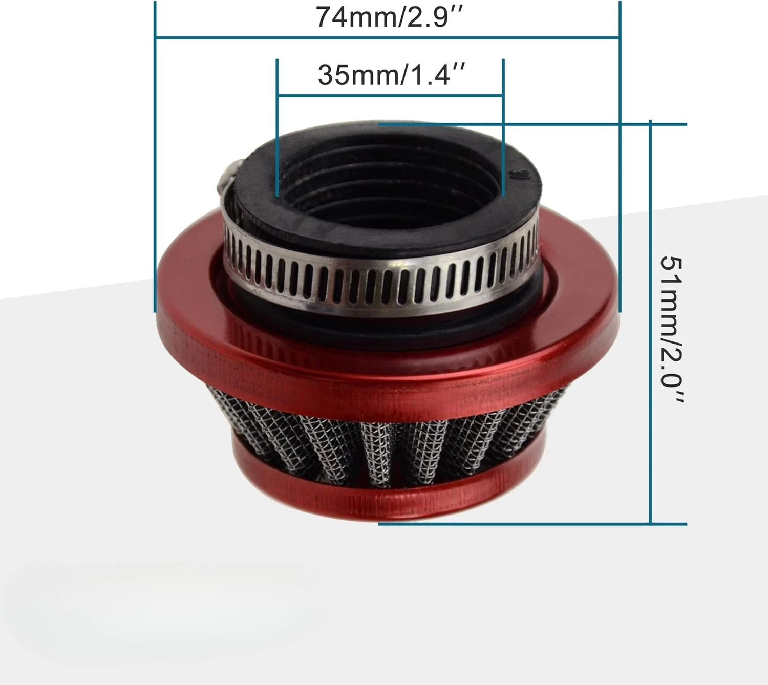 35mm Red Air Filter for ATV Dirt Bike Go Kart Pit Bike 4 Wheeler Quad Dune Buggy