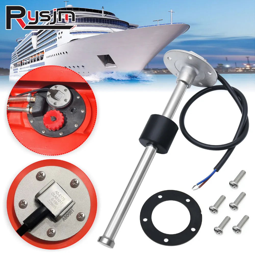 Stainless Steel Marine Fuel Level Gauge Sensors 150-600mm fit Boat Car Fuel Level Gauge Meter 0-190ohm with Red Backlight 9-32V