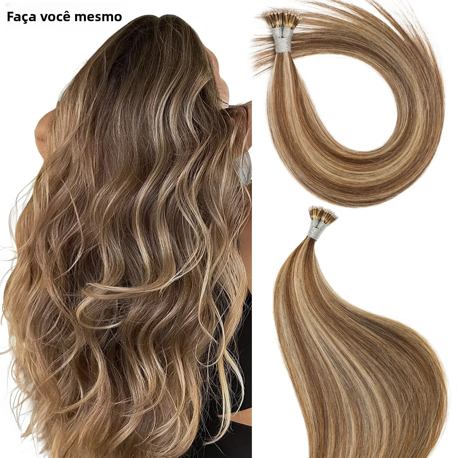 diyomo-ストレートナノリング人毛エクステンション-50-グラムブラジル人毛レミーヘアエクステンションマイクロリンクカプセルケラチン融合毛