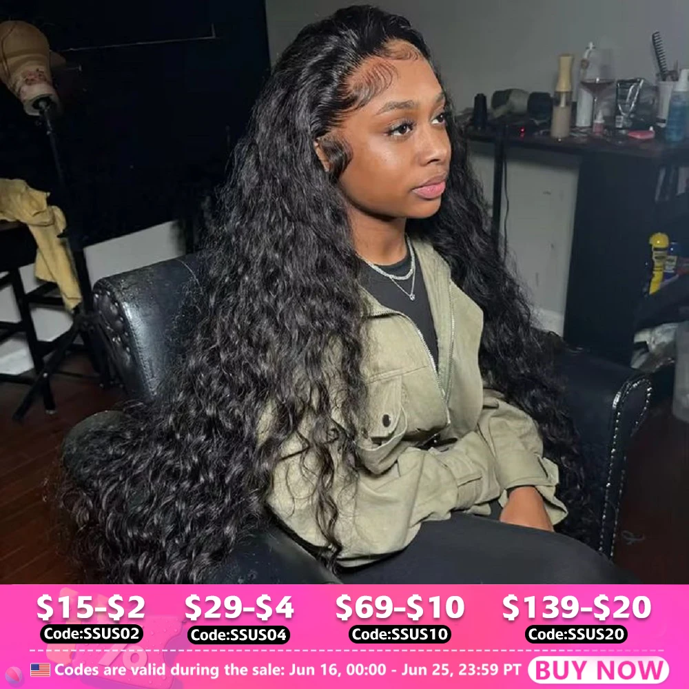 

30 Inch Water Wave Wigs 13x4 HD Lace Frontal Wigs Human Hair Pre Plucked 200 Density Deep Water Wigs For Women Bleached Knots