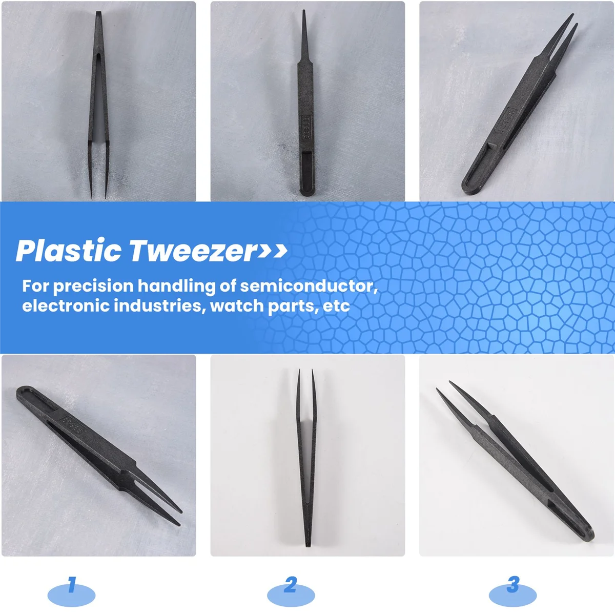 Black Plastic Anti-static Tweezers Repair Tool