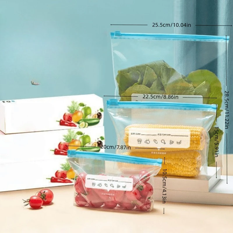 45PCS(S20+M15+L10) Reusable Zipper Storage Bags,Airtight Freezer Bags 3 Sizes,for Meat,Fruits,Veggies,Grains,Kitchen Organizer