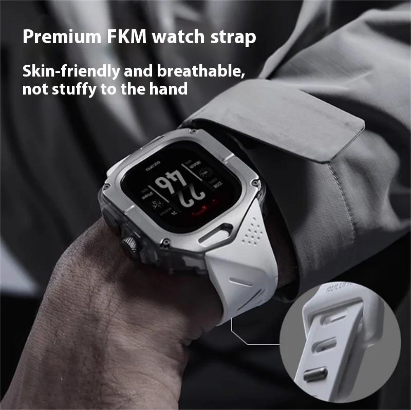 Luxury Carbon Fiber Modification Kit For Apple Watch Ultra 2 1 49mm Case Bnad For iWatch Titanium Mod Kit Fluororubber Strap