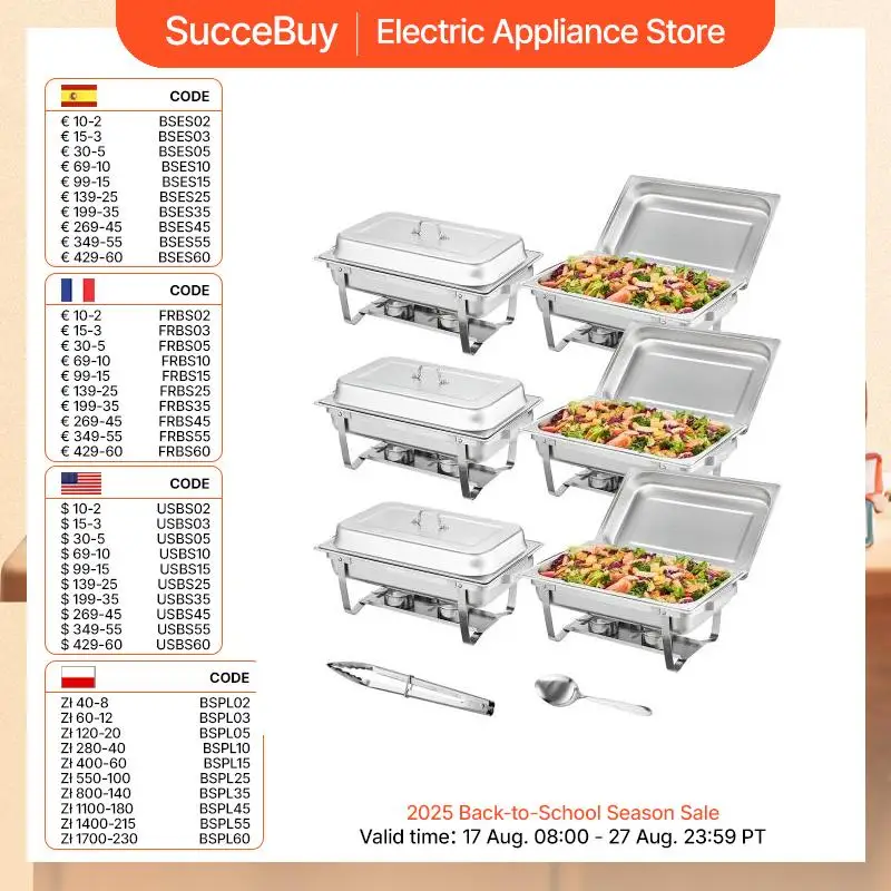 VEVOR 2/4/6-teiliges Chafing Dish Profi Set Wärmebehälter Edelstahl Buffet Set Rechteckig 6 x 7,5 L, Speisewärmer 53 x 32,5 x 6,5 cm Jeder Behälter, für Buffets, Familienfeiern, Bankette, Hochzeiten usw.