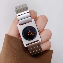Montres de luxe en acier inoxydable véritable pour femme, quartz, cadran carré, montres-bracelets en or pour femme, horloge, 2024