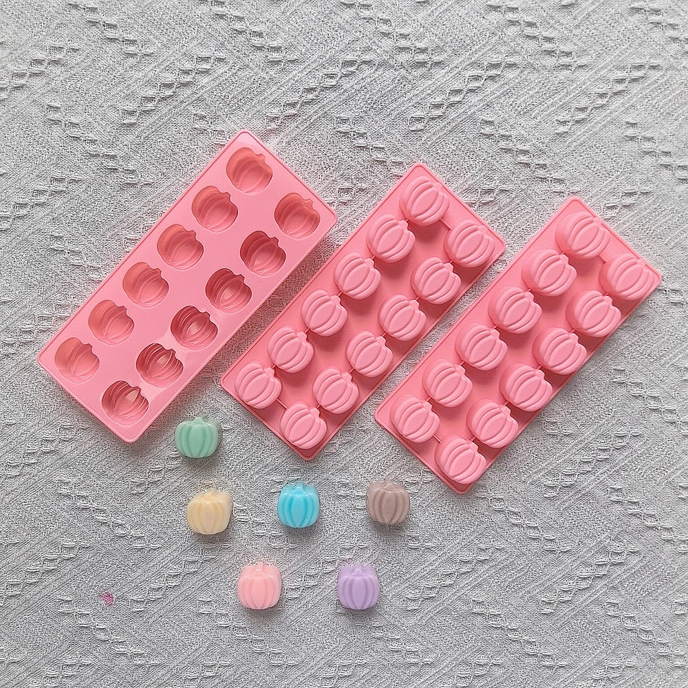 1 st 12 holte pompoenvormige siliconen mal, DIY koekje, snoep, chocolade, dessert, taart decoratie plug-in, keuken bakvorm