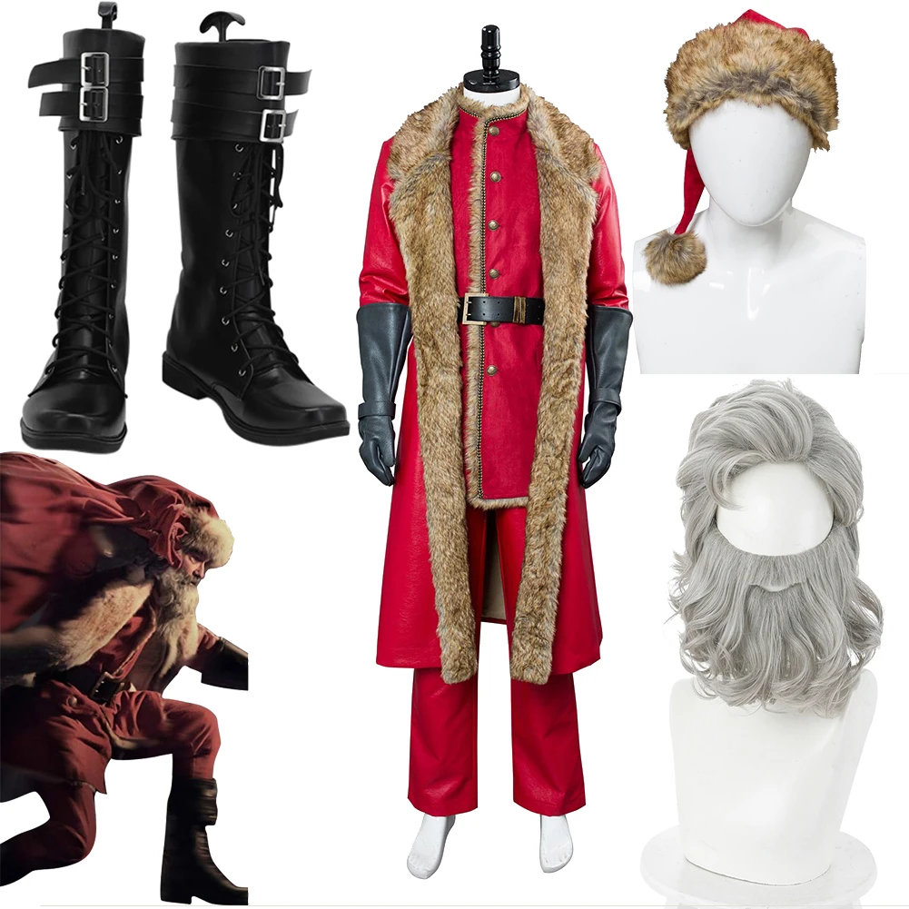 

Movie Christmas Chronicles Santa Claus Cosplay Costume Halloween Suits Props Carnival Disguise Men Adult Shoes Hat Wigs Foots