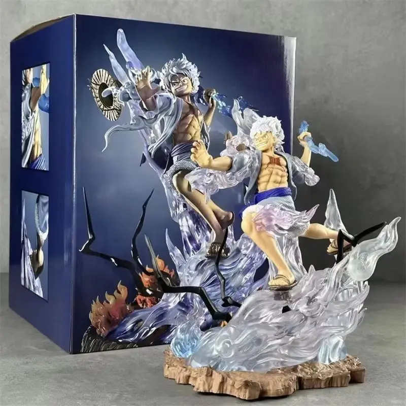 

One Piece Anime Lightning Level 5 Nika Luffy Action Figure Sun God Straw Hat Crew Collectible Statue Ornament Toy for Fans