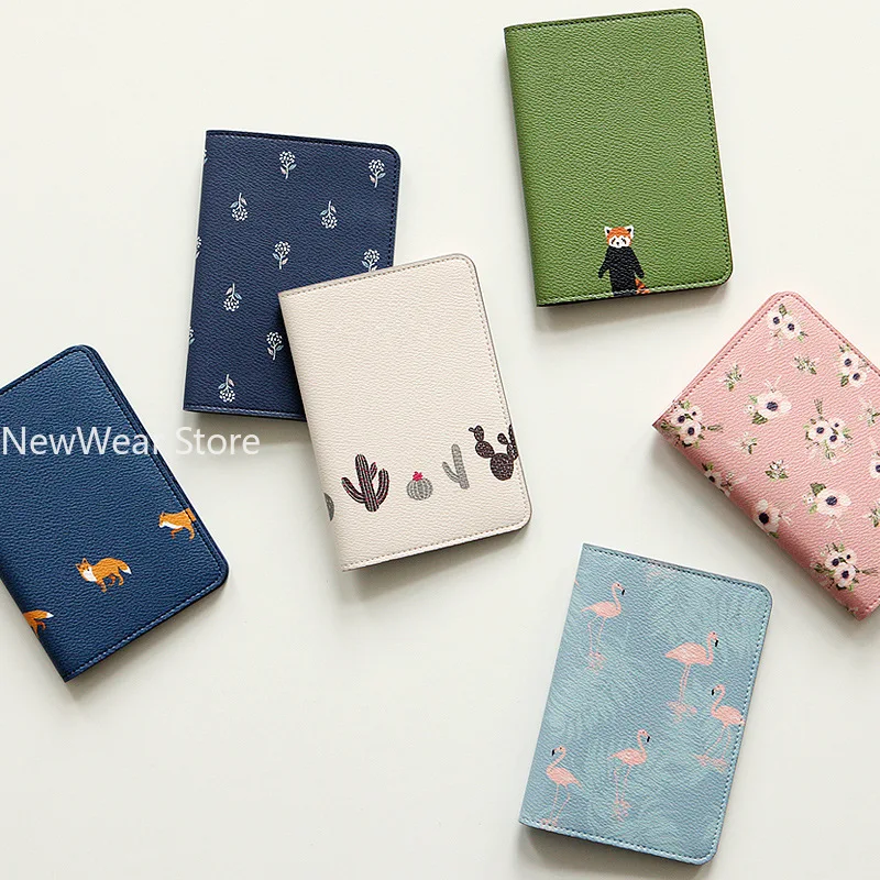 Cartoon Passport Cover Cute Travel PU Leather Passport Holder Protector Organizer Document Business Credit ID Cards Wallets Bags