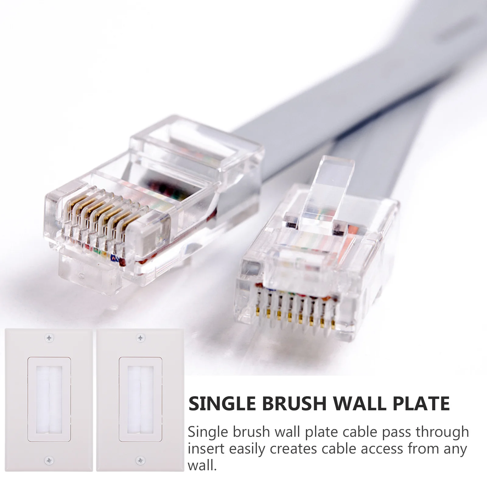 

4Pcs White Single Gang Brush Wall Plate Cable Through Recessed Low Voltage ABS Cable Management Insert Brush Wall Plate