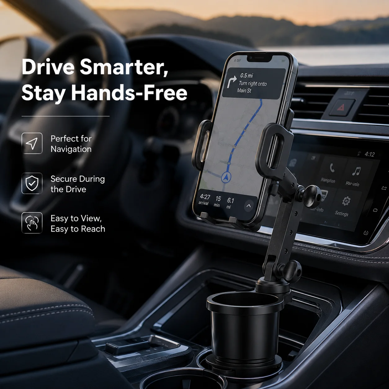 Support de tasse extensible pour voiture NUOYING avec rotation à 360° °   Support de téléphone rotatif, support d'extension multifonctionnel pour porte-gobelet, support universel pour smartphone, accessoires de rangement intérieur pour voiture pour la conduite quotidienne