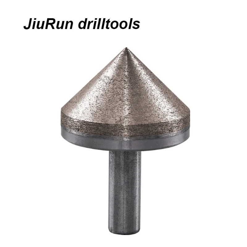1 PC 10-100mm Diamond Powder Sintered Countersink Complete Cone Chamfering Grinding Head 10mm Straight Shank For Glass Arrissing
