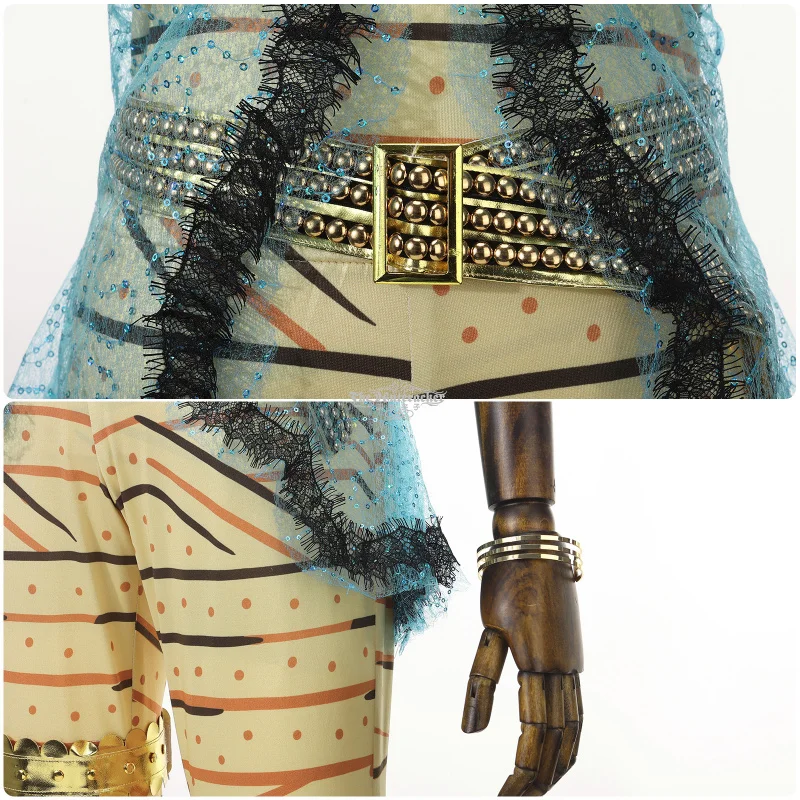 كليو دي نايل كليو تأثيري حلي أنيمي عالية المرأة رجل مثير أعلى السراويل قفازات مجموعة حزام هالوين عيد الميلاد موحدة جديدة XS-XXXL