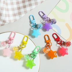 2pcs Metal Keyrings Buckle With Jelly Stars Bottle Pendant Colored Keychain For Diy Jewelry Making Key Accessories Wholesale