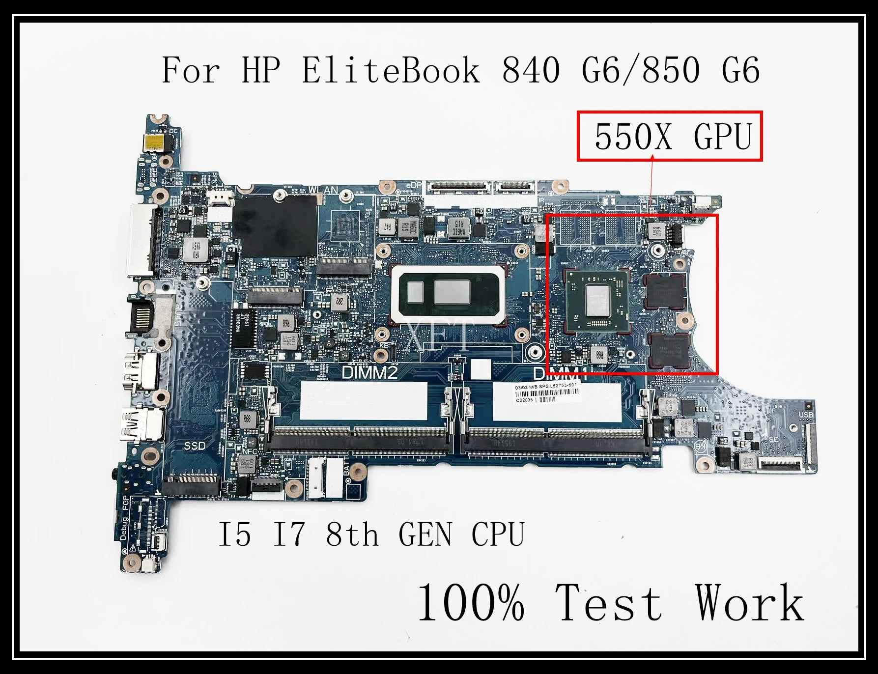 For HP EliteBook 840 G6/850 G6 Laptop Motherboard 6050A3022501-MB-A01 DDR4 With I5 I7 CPU 550X Gpu 100% Test Work