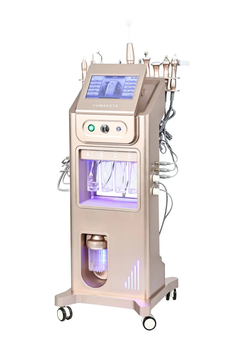 Nieuwe 10-in-1 Hydro Dermabrasie Machine Hydra Zuurstof Facial Mee-eter Verwijderen Aqua Facial Diepe Reiniging Water Peeling Machine