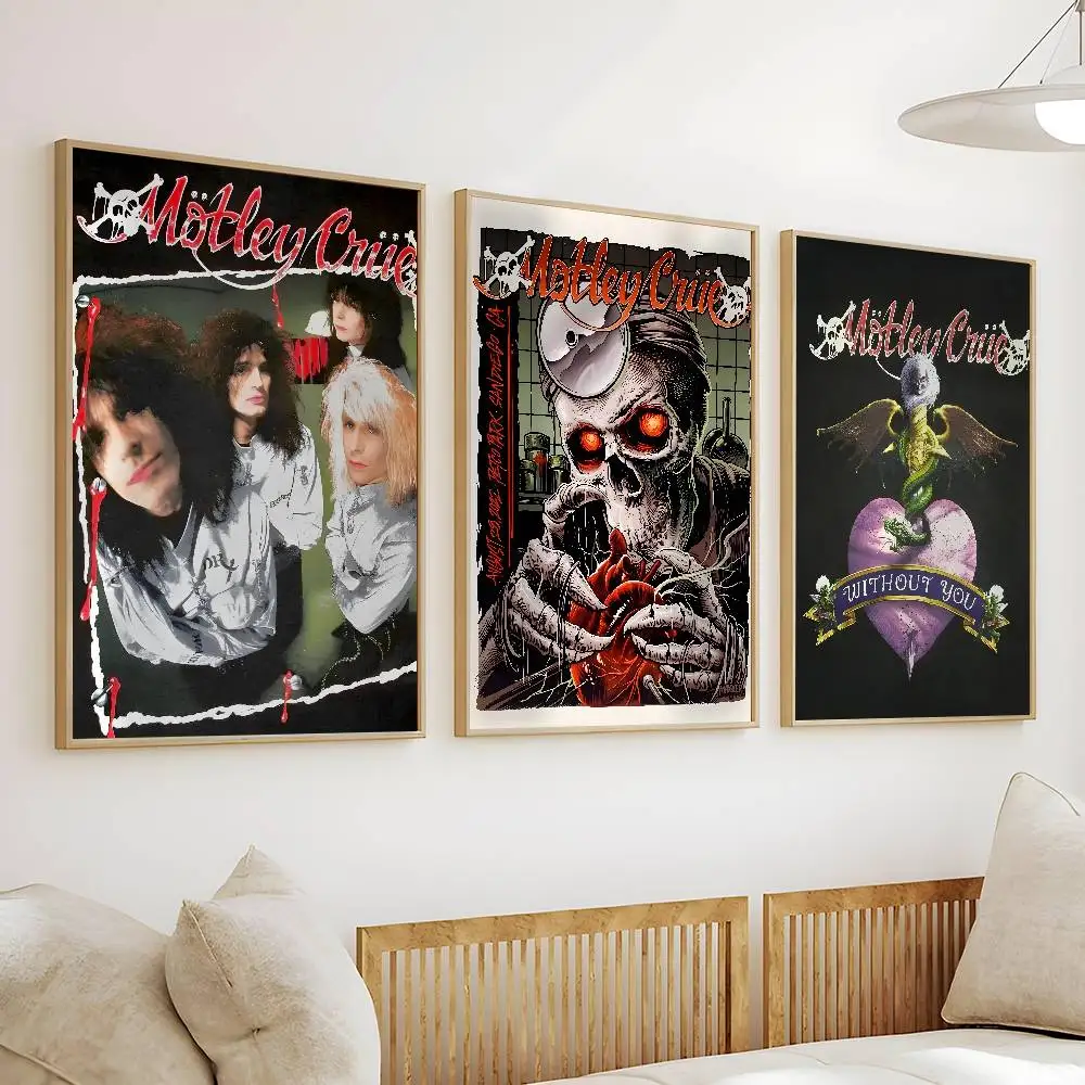 شعبية الفرقة M-Motley C-Crues ملصق ذاتية اللصق جدار الفن زينة غرفة ديكور HD بدون إطار