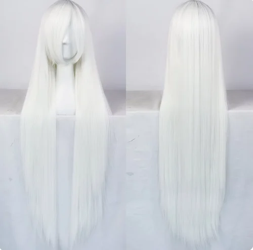 

Synthetic Long Straight White Princess Cosplay Wig with Bangs Synthetic Wig for Anime Halloween Carnival Comic Exhibition Hair