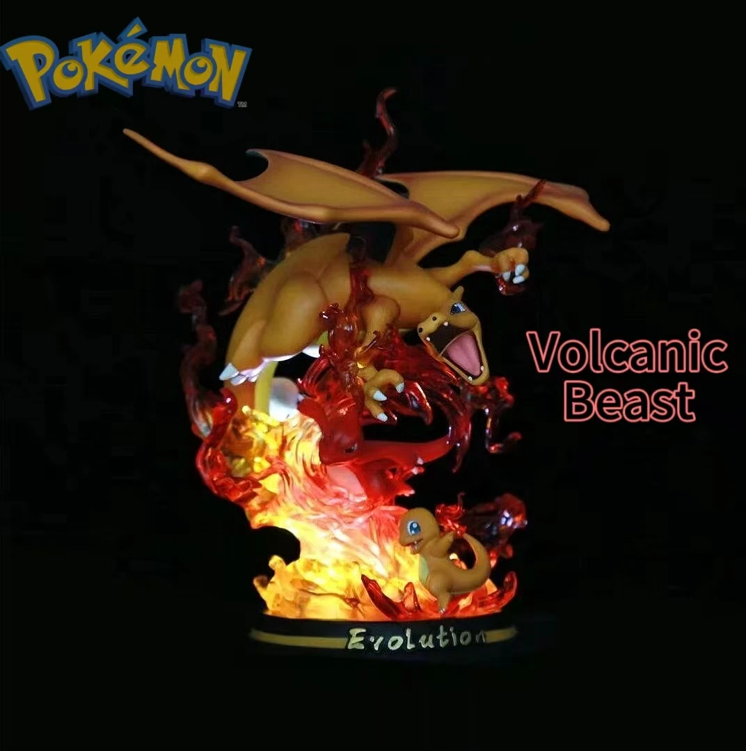 

26CM Pokemon Charizard Gengar Mewtwo Can emit light dragonball figures anime Dragon Divine beast PVC Collection Mode Gifts