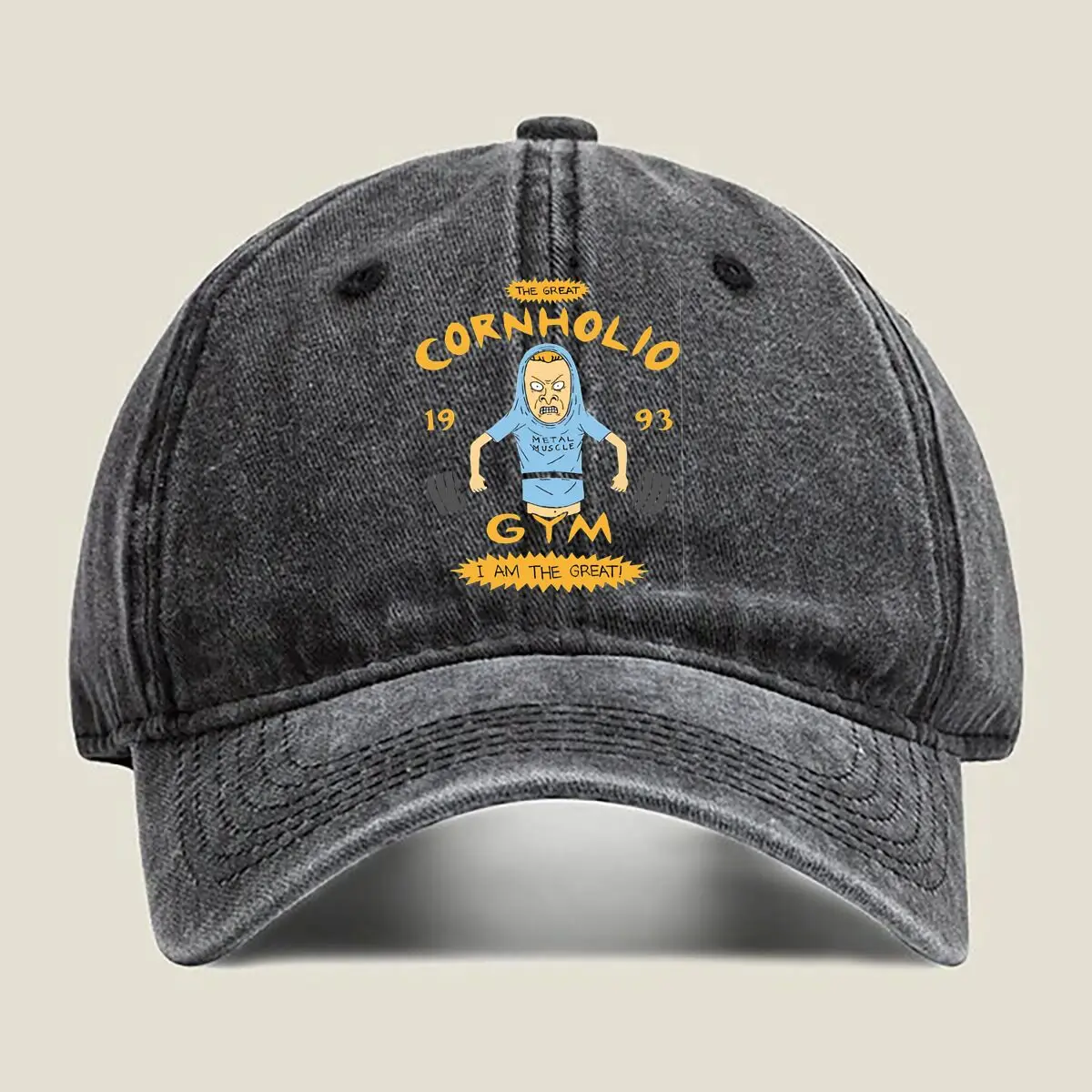 

Мытая бейсболка «Cornholio Gym Humorous, Cartoon Character Fitness Graphic Art»